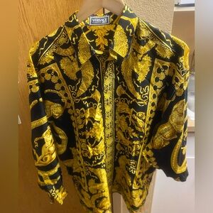 Versace Black and Gold Casual Button Down Shirt